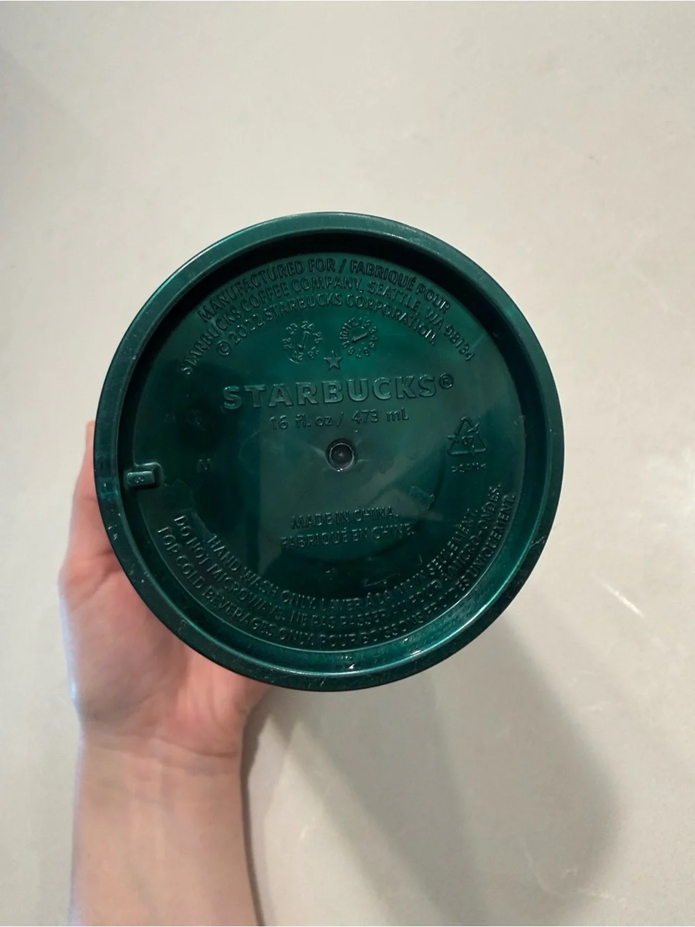 Starbucks 2022 Grande Marble Swirl Emerald Green Reusable Tumbler 16 oz